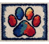 Wallphantom Kit Alfombra Gancho De Pestillo,huellas de patas de perro de animales,DIY Manualidades Adultos Set Creativo Regalo Bordado Kit Principiantes,60x90cm