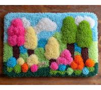 Wallphantom Kit Alfombra Gancho De Pestillo,Huevos de Pascua en el césped,DIY Manualidades Adultos Set Creativo Regalo Bordado Kit Principiantes,90x120cm