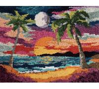 Wallphantom Kit de alfombra con aguja de pestillo,Paisaje playero bajo la luz de la luna,Kit de alfombra con aguja de pestillo para adultos y niños,alfombras,cojines,decoración del hogar,52x38cm