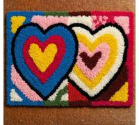 Wallphantom Kit de Alfombras con Gancho de Pestillo,Dos corazones,3D Latch Hook Manualidades Kits DIY Punto de Cruz Fabricación para Adultos Decoración del Hogar,55x75cm