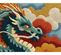 Wallphantom Kit de alfombras con gancho de pestillo,dragón blanco animal,alfombra de hilo de lona preimpresa,manualidades para adultos y principiantes,80x115cm