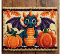 Wallphantom Kit de Alfombras con Gancho de Pestillo,Dragón y calabaza de dibujos animados,3D Latch Hook Manualidades Kits DIY Punto de Cruz Fabricación para Adultos Decoración del Hogar,55x75cm