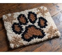 Wallphantom Kit de alfombras con gancho de pestillo,huellas de patas de perro de animales,alfombra de hilo de lona preimpresa,manualidades para adultos y principiantes,90x120cm