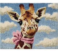 Wallphantom Kit de Alfombras con Gancho de Pestillo,Lindo animal jirafa,3D Latch Hook Manualidades Kits DIY Punto de Cruz Fabricación para Adultos Decoración del Hogar,90x120cm