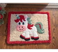 Wallphantom Kit de Alfombras con Gancho de Pestillo,Lindo caballo navideño,3D Latch Hook Manualidades Kits DIY Punto de Cruz Fabricación para Adultos Decoración del Hogar,60x90cm