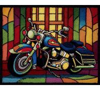 Wallphantom Kit de Alfombras con Gancho de Pestillo,motocicletas retro,3D Latch Hook Manualidades Kits DIY Punto de Cruz Fabricación para Adultos Decoración del Hogar,90x120cm