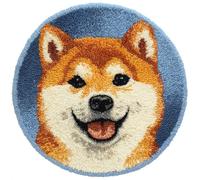 Wallphantom Kit de Alfombras con Gancho de Pestillo,Perro animal Akita Inu,3D Latch Hook Manualidades Kits DIY Punto de Cruz Fabricación para Adultos Decoración del Hogar,50x50cm