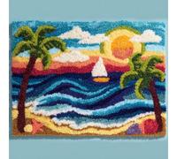 Wallphantom Kit de Alfombras con Gancho de Pestillo,Playas tropicales de verano,3D Latch Hook Manualidades Kits DIY Punto de Cruz Fabricación para Adultos Decoración del Hogar,90x120cm