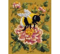Wallphantom Kit de Gancho de Pestillo para Adultos,Abejas y flores,Kit de Alfombra de Gancho de Pestillo,Fabricación de Alfombras para el Hogar,Latch Hook Rug,52x38cm