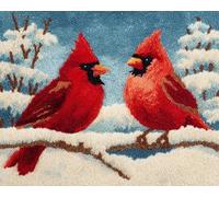 Wallphantom Kit de gancho de pestillo para alfombras,Pinzones rojos en la nieve,kit de fabricación de alfombras para adultos y niños,punto de cruz,Home Sofa Decoration,80x115cm