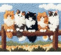 Wallphantom Kit de gancho de pestillo para alfombras,Un grupo de gatos se posó en la valla.,kit de fabricación de alfombras para adultos y niños,punto de cruz,Home Sofa Decoration,80x115cm