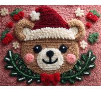 Wallphantom Kit de Gancho DIY Alfombra,Oso de dibujos animados de animales navideños,Kit de Tejer con Gancho cojín de sofá Alfombra,Needlework Crafts Rug for Home Decor,60x90cm