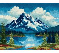 Wallphantom Kit de Gancho DIY Alfombra,Paisaje forestal de montaña nevada,Kit de Tejer con Gancho cojín de sofá Alfombra,Needlework Crafts Rug for Home Decor,90x120cm