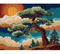 Wallphantom Kit de Gancho DIY Alfombra,Un árbol frondoso,Kit de Tejer con Gancho cojín de sofá Alfombra,Needlework Crafts Rug for Home Decor,90x120cm