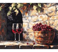 Wallphantom kit pintura por numeros adultos,Copas de vino vintage para bodega,Kit de pintura al óleo para principiantes y adultos,Navidad,cumpleaños,kit de regalo,40x50cm con marco