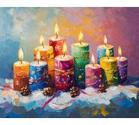 Wallphantom kit pintura por numeros adultos,velas de navidad,Kit de pintura al óleo para principiantes y adultos,Navidad,cumpleaños,kit de regalo,40x50cm con marco