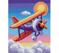 Wallphantom Kits de aguja de pestillo para adultos,Avión de dibujos animados,Kit de alfombra con lienzo preimpreso,alfombras para manualidades y decoración del hogar,90x120cm