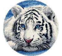 Wallphantom Latch Hook Rug Kit,Animal Tigre Blanco,DIY Latch Hook Rug Making Kit for Adults Kids,Carpet Making Cushion Needlework for Beginners,Home Decor,50x50cm