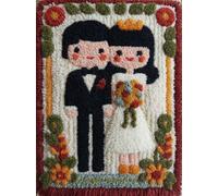 Wallphantom Latch Hook Rug Kit for Adults,Boda de dibujos animados,DIY Latch Hook Rug Kit with Preprinted Pattern Canvas,Needlework Crafts Rug for Home Decor,52x38cm