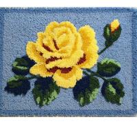 Wallphantom Latch Hook Rug Kit for Adults,rosas amarillas,DIY Latch Hook Rug Kit with Preprinted Pattern Canvas,Needlework Crafts Rug for Home Decor,52x38cm