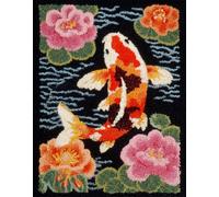 Wallphantom Latch Hook Rug Kit,Peces koi y loto,DIY Latch Hook Rug Making Kit for Adults Kids,Carpet Making Cushion Needlework for Beginners,Home Decor,90x120cm