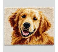 Wallphantom Latch Hook Rug Making Kits,Golden Retriever,DIY Latch Hook Rug Kits,DIY Rug Crochet Yarn for Home Sofa Decoration,52x38cm