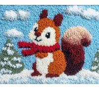 Wallphantom Latch Hook Rug Making Kits,Linda ardilla navideña,DIY Latch Hook Rug Kits,DIY Rug Crochet Yarn for Home Sofa Decoration,80x115cm