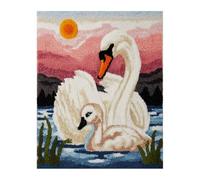 Wallphantom Latch Hook Rug Making Kits,Madre cisne y cría,DIY Latch Hook Rug Kits,DIY Rug Crochet Yarn for Home Sofa Decoration,80x115cm