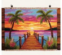 Wallphantom Latch Hook Rug Making Kits,Paisaje de atardecer tropical,DIY Latch Hook Rug Kits,DIY Rug Crochet Yarn for Home Sofa Decoration,60x90cm