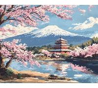 Wallphantom Monte Fuji, Japón DIY Alfombras Kits De Ganchillo,Parque Sakura,Kit De Ganchillo Para Principiantes,set De Lona Para Hacer Alfombras Para El Hogar,90x120cm