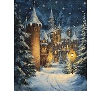 Wallphantom Navidad Pintar por números adultas,escena de nieve del castillo,pintura por números,kit de manualidades para adultos,juego creativo,kit de regalo,40x50cm sin borde