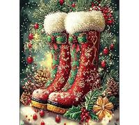 Wallphantom Navidad Pintar por Numeros Adultos,Botas rojas,Cuadros para Pintar por Numeros,DIY Pintura por Números,Kit de Pintura al óleo de Lienzo,40x50cm sin borde
