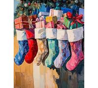 Wallphantom Navidad Pintar por Numeros Adultos,calcetines y regalos navideños,Kit de Pintura al óleo de Lienzo DIY con Pinceles y Pinturas,Manualidades Adultos Decor Hogar,40x50cm sin borde