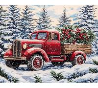 Wallphantom Navidad Pintar por Numeros Adultos,Camión rojo y árbol de Navidad.,Cuadros para Pintar por Numeros,DIY Pintura por Números,Kit de Pintura al óleo de Lienzo,40x50cm sin borde