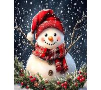 Wallphantom Navidad Pintar por Numeros Adultos,Lindo muñeco de nieve,Cuadros para Pintar por Numeros,DIY Pintura por Números,Kit de Pintura al óleo de Lienzo,40x50cm sin borde