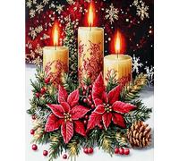 Wallphantom Navidad Pintar por Numeros Adultos,Velas y flores de pascua,Cuadros para Pintar por Numeros,DIY Pintura por Números,Kit de Pintura al óleo de Lienzo,40x50cm sin borde