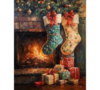 Wallphantom Navidad Pintar por números para adultos,calcetines y regalos navideños,Pintura por Números y regalo para amigo,Navidad,cumpleaños,hogar decoración de casa,40x50cm sin borde