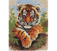 Wallphantom paisaje de jungla Latch Hook Rug Making Kits,Animal Tigre,DIY Latch Hook Rug Kits,DIY Rug Crochet Yarn for Home Sofa Decoration,90x120cm
