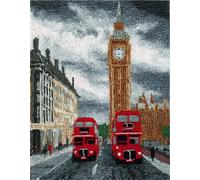 Wallphantom paisaje Latch Hook Rug Making Kits,Ciudad de Londres,DIY Latch Hook Rug Kits,DIY Rug Crochet Yarn for Home Sofa Decoration,90x120cm