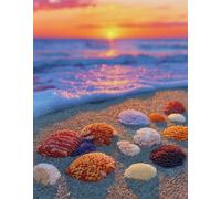 Wallphantom paisaje Latch Hook Rug Making Kits,Conchas en la playa,DIY Latch Hook Rug Kits,DIY Rug Crochet Yarn for Home Sofa Decoration,80x160cm