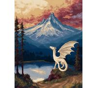 Wallphantom paisaje Latch Hook Rug Making Kits,Dragón blanco en la montaña,DIY Latch Hook Rug Kits,DIY Rug Crochet Yarn for Home Sofa Decoration,55x75cm