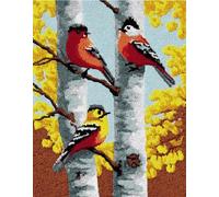 Wallphantom paisaje Latch Hook Rug Making Kits,Pájaro en un abedul,DIY Latch Hook Rug Kits,DIY Rug Crochet Yarn for Home Sofa Decoration,80x115cm