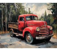 Wallphantom Pintar por Numeros Adultos,Camiones retro,DIY Pintura por Números,Kit de Pintura al óleo de Lienzo para con Pinceles,Pigmento Acrílico,40x50cm con marco