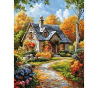 Wallphantom Pintar por Numeros Adultos,Hermosas casas en el jardín,DIY Kit Completo de Pinturas con Pinceles y Pinturas,decoración del arte de la pared del hogar,40x50cm con marco