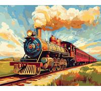 Wallphantom Pintar por Numeros Adultos,Tren de vapor antiguo,Cuadros para Pintar por Numeros,DIY Pintura por Números,Kit de Pintura al óleo de Lienzo,40x50cm con marco