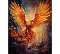 Wallphantom Pintar por Numeros,Ave Fénix de fuego Animal,DIY cuadros para pintar por numeros Kit Pintar por Numeros Adultos de Lienzo decoración para el hogar,40x50cm sin borde