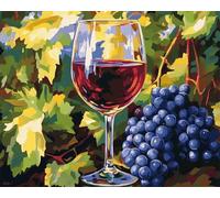 Wallphantom Pintar por números para adultos,Copa de vino de uva,Pintura por Números y regalo para amigo,Navidad,cumpleaños,hogar decoración de casa,40x50cm con marco