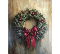 Wallphantom Pintura por Números Kit para Adultos Principiantes,Coronas y lazos navideños,Kit de Pintura al óleo de Lienzo,Decoración del Hogar,Navidad,regalo,40x50cm con marco