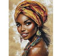 Wallphantom retrato de dama Kits de punto de cruz estampados,mujer africana,patrón preimpreso,11CT bordado kits de iniciación para principiantes,niños y adultos,40x50cm
