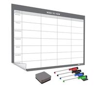 WallTAC Agenda semanal A2 para pared | Pizarra blanca con adhesivo extraíble y reutilizable | Calendario de limpieza en seco o planificador de comida [42 x 60 cm]